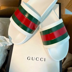 Gucci Rubber Slide Sandals White Men’s G 9.5/US 10